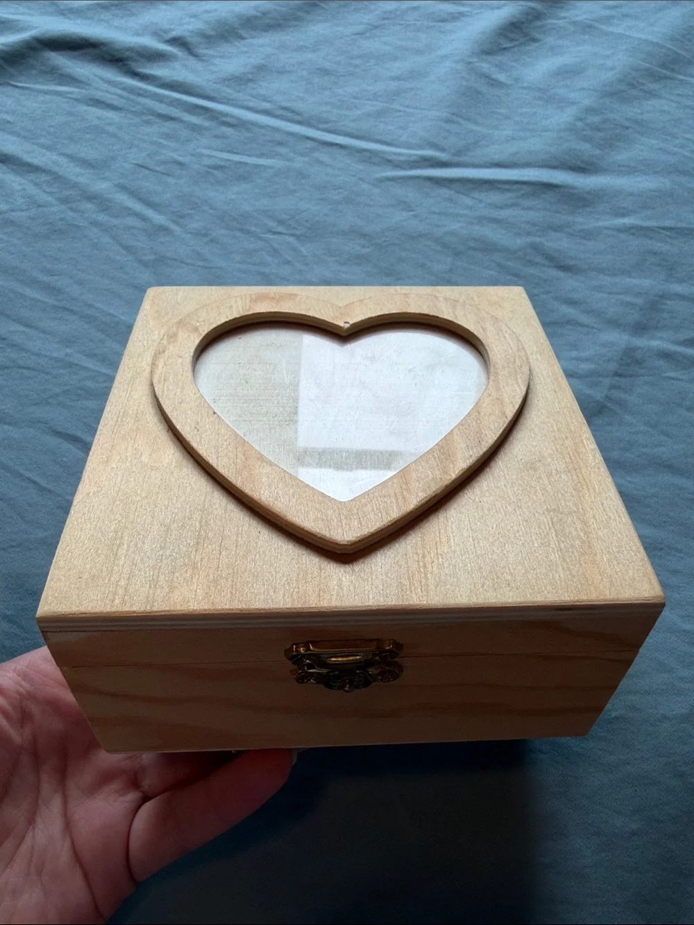 Wooden Heart Keepsake Box - Natural Wood